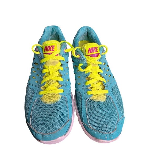 Nike Flex Trainer Teal Blue & Neon Athletic Running Jogging Sneakers Shoes~Sz 7 - Picture 10 of 13